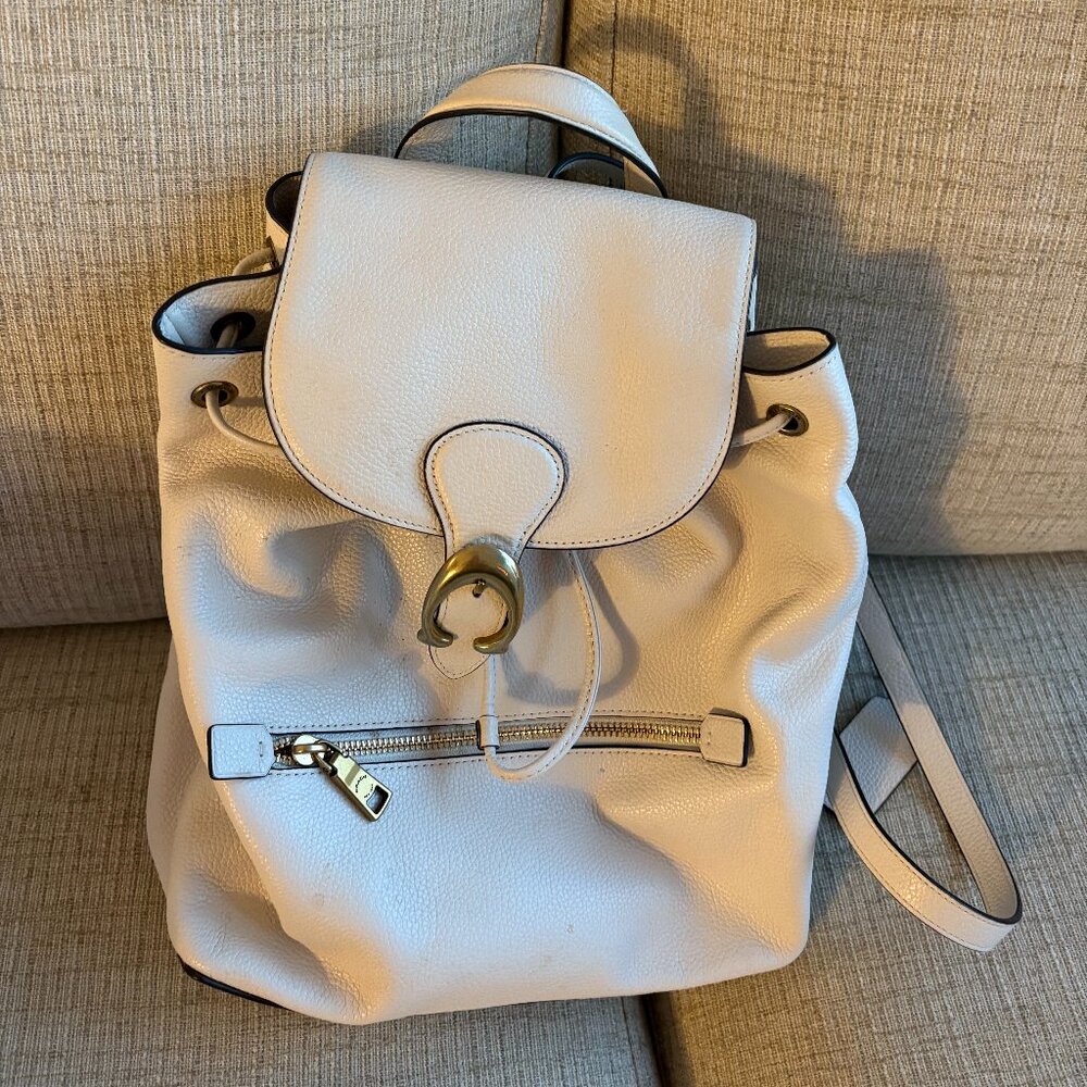 Coach White Leather Backpack